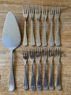 12 Vintage Sola GZ 640 gebaksvorkjes (smal) + taartschep, Antiek en Kunst, Antiek | Bestek, Ophalen of Verzenden