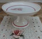 Oude schaal op voet met boerderijtje, Aubépine Sarreguemines, Ophalen of Verzenden