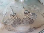 Boho Muntjes Oorbellen Tibetaans zilver, Overige materialen, Hangers, Verzenden, Nieuw
