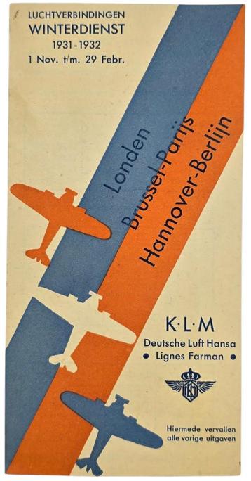 Flyer - KLM Luchtverbindingen Winterdienst Londen 1931 1932 beschikbaar voor biedingen
