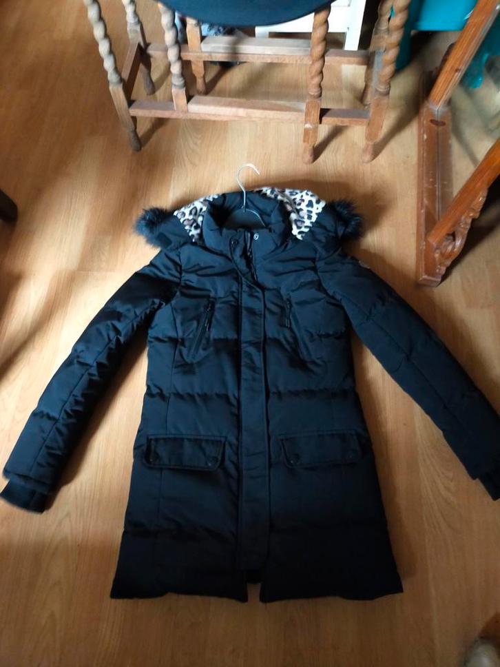 Zwarte Cars winterjas jas zwarte bontkraag panter, Kinderen en Baby's, Kinderkleding | Maat 176, Zo goed als nieuw, Meisje, Jas