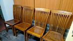 5 Teak houten eetkamerstoelen, Ophalen of Verzenden, Gebruikt, Bruin