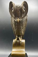 Bronzen uil op een marmeren voet., Ophalen of Verzenden