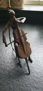 Sculptuur beeld brons cellist muzikant, Ophalen of Verzenden