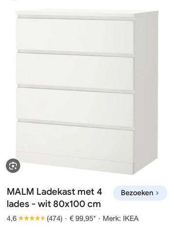 Ikea Malm 4 laden kast 2 stuks