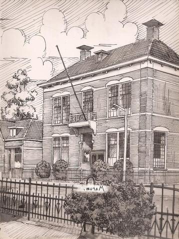 Marum Gemeentehhuis tekening Sievers 50/60er jaren beschikbaar voor biedingen