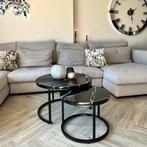 Salontafel Rond Zwart Marmer Print 70ø &50ø, Huis en Inrichting, Tafels | Salontafels, 50 tot 100 cm, Verzenden, Rond, Nieuw