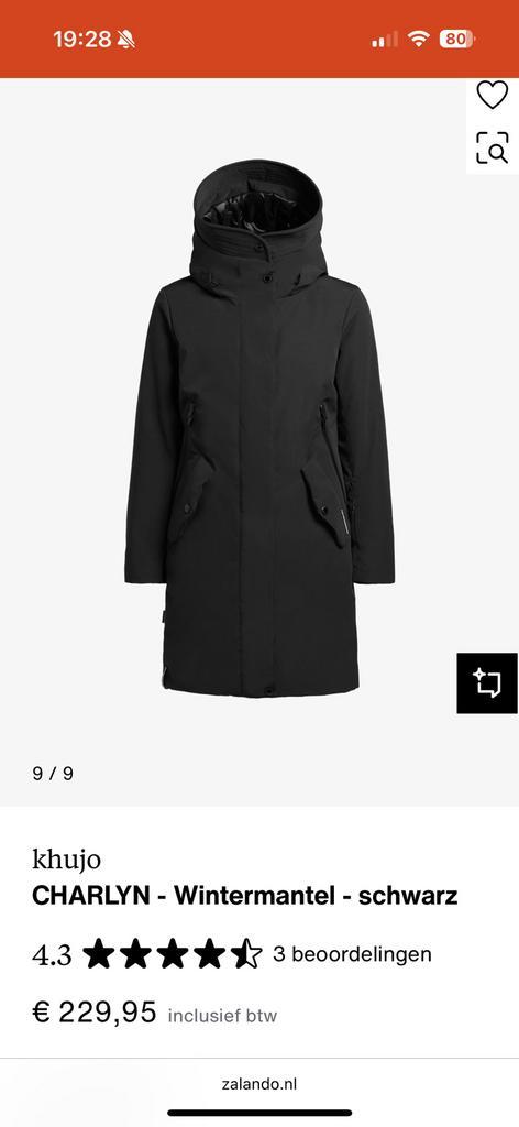 Khujo dames jas maat M, Kleding | Dames, Jassen | Winter, Zo goed als nieuw, Maat 38/40 (M), Zwart, Ophalen