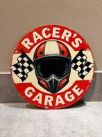 Mancave Bar Café Wanddecoratie metalen bordje Racer’s Garage, Ophalen of Verzenden, Zo goed als nieuw, Reclamebord