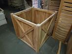 teak bloembak 90x90cm, Ophalen, Vierkant, Zo goed als nieuw, 60 tot 100 cm