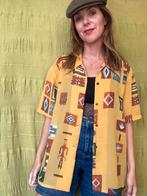 Vintage blouse / overhemd / print / geel / medium -large /, Maat 38/40 (M), Albert Cuypstr 168a, Geel, Ophalen of Verzenden