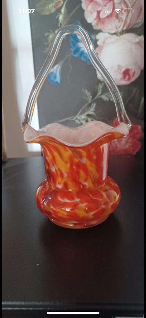 Fenton  Art Glass, vaasje met handvat, Antiek en Kunst, Antiek | Vazen, Ophalen of Verzenden