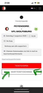 Tickets Exchange Feyenoord VS Wolfsburg voetbaal westrijd 2, Tickets en Kaartjes, Twee personen, Augustus