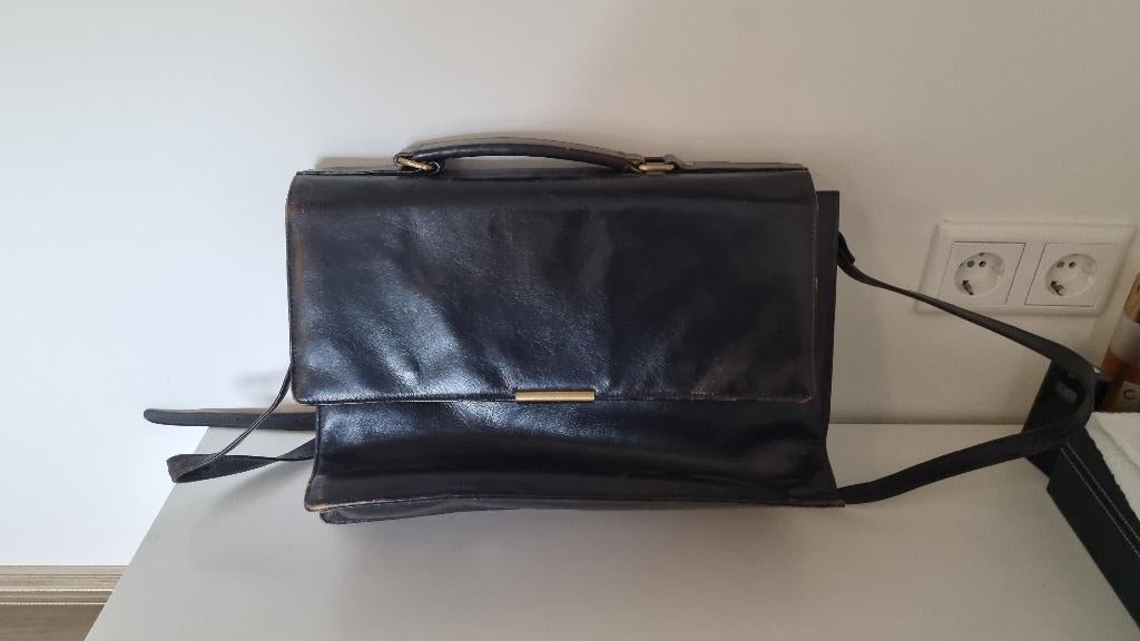 Leren aktentas (te gebruiken als laptoptas), Computers en Software, Laptoptassen, Gebruikt, Aktetas, 14 inch, Ophalen of Verzenden