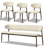eetkamer bank japandi stijl 200cm stoelen beige, Ophalen, Nieuw