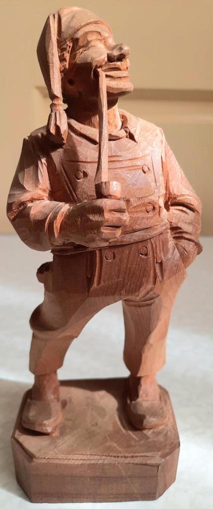 Hand gesneden beeldje/boertje met pijp, Antiek en Kunst, Kunst | Beelden en Houtsnijwerken, Ophalen of Verzenden