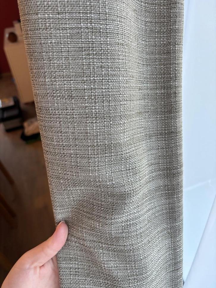 Gordijnen greige (sets), Huis en Inrichting, Stoffering | Gordijnen en Lamellen, Zo goed als nieuw, 200 cm of meer, 200 cm of meer