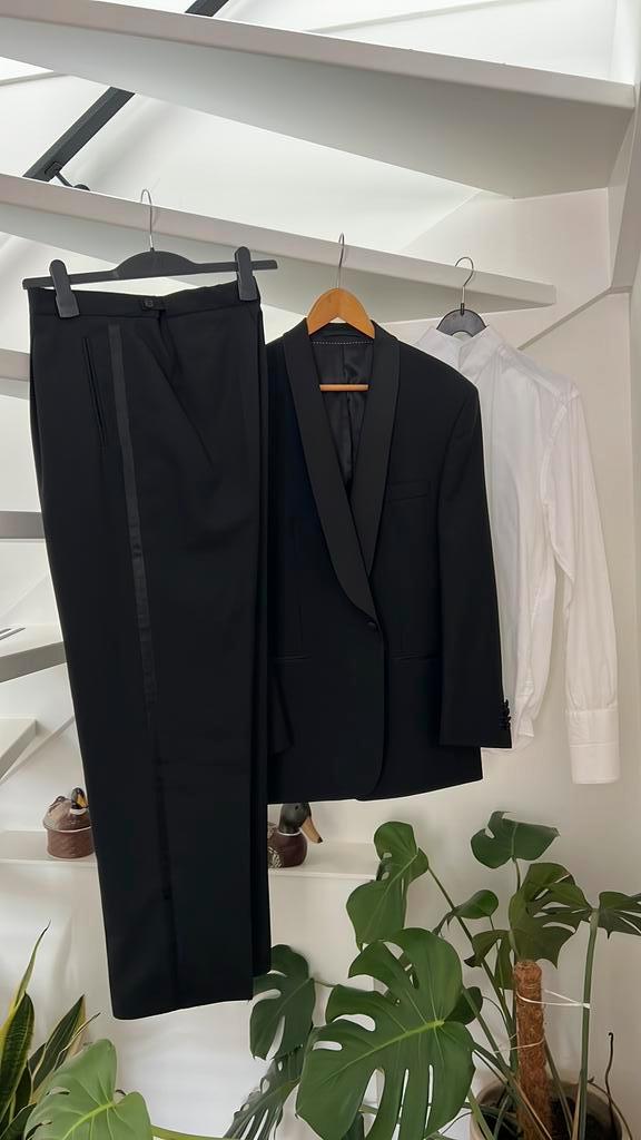 Smoking, maat 50, Kleding | Heren, Kostuums en Colberts, Gedragen, Maat 48/50 (M), Zwart, Ophalen of Verzenden