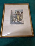 gravure van stadsbeeld rothenburg W.Schacht, Ophalen of Verzenden, 'T Olde Gre-j, Info@toldegrej.nl, Endepoelstraat 20f Didam
