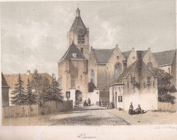 Vianen Stadsgezicht met poort en Kerk ca. 1863 Litho Mieling beschikbaar voor biedingen