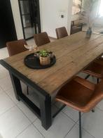 Steigerhouten tafel met ijzeren onderstel, Huis en Inrichting, Tafels | Eettafels, Ophalen of Verzenden, Rechthoekig, 200 cm of meer