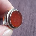 Verzilverde Oosterse Ring Kind met Carneool Kornalijn, Verzenden, Kleiner dan 17, Dame, Zilver
