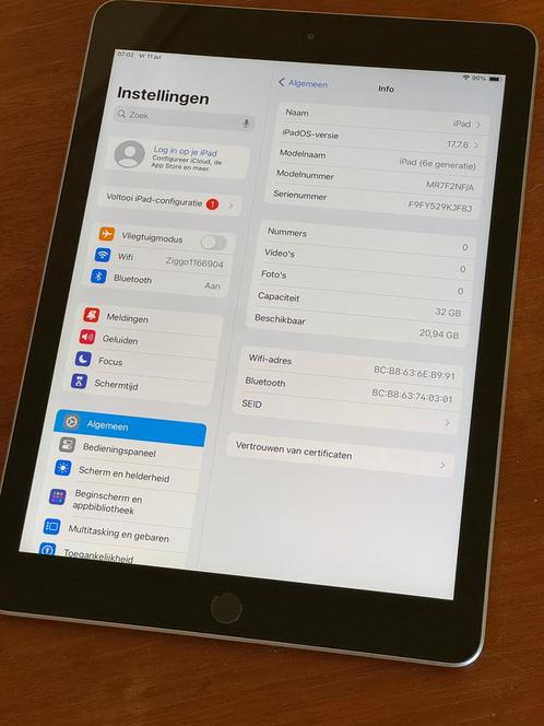 Prachtige iPad 6th gen Black 32GB, met 95% batterijconditie!, Computers en Software, Apple iPads, Zo goed als nieuw, Apple iPad