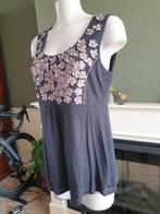 Taifun grijs top topje 3d bloemen mt M 40 Gratis Verzenden !, Kleding | Dames, Maat 38/40 (M), Verzenden, Taifun, Zonder mouw