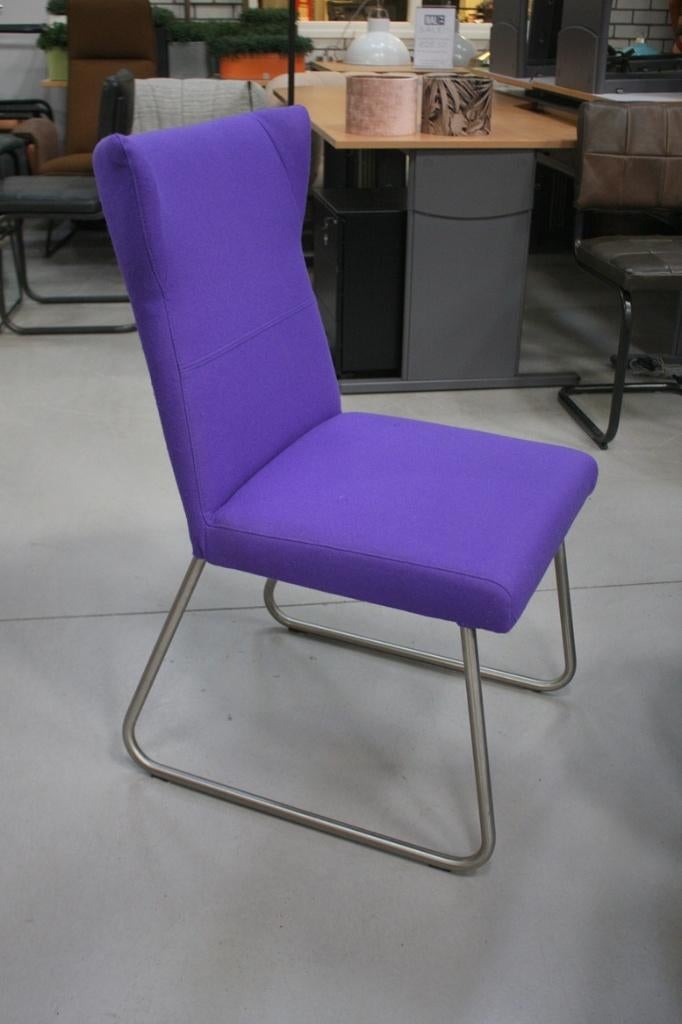 Leuke eetkamerstoel Largo Jess Design sledestoel paars vilt, Ophalen, Gebruikt, Overige kleuren, Stof