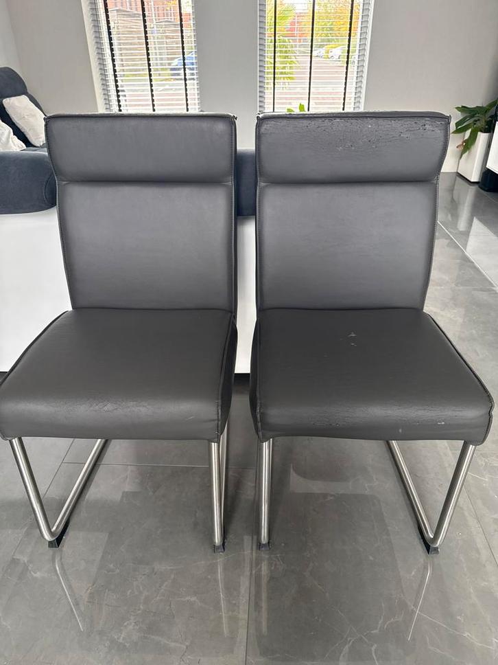 Gratis 6x eetkamer stoelen van Goossens kunstleder grijs, Huis en Inrichting, Stoelen, Gebruikt, Vijf, Zes of meer stoelen, Overige materialen