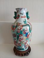 Chinese vaas mandarin rose export Qing drakenboot festijn, Ophalen of Verzenden