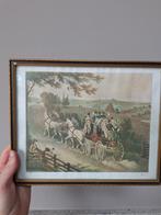 Prent in lijst paarden koets, Antiek en Kunst, Kunst | Tekeningen en Foto's, Ophalen of Verzenden