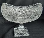 Ovale kristallen schaal op voet, Ophalen of Verzenden