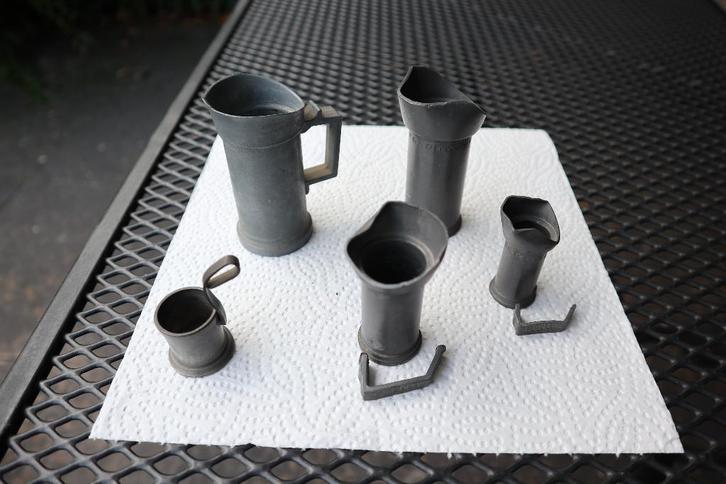 tinnen maatbekertjes engeltjes engel tin kan kannetjes, Antiek en Kunst, Antiek | Tin, Ophalen of Verzenden