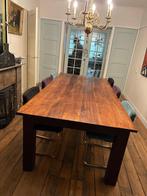 Tafel van 250x120 robust van tropisch hardhout handgemaakt, Huis en Inrichting, Tafels | Eettafels, Ophalen, Gebruikt, 200 cm of meer