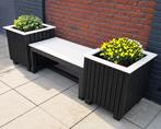 Mooie, stevige tuinbank incl. 2 plantenbakken - strak design, Ophalen, Nieuw, Hout