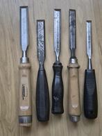Set van 5 houtbeitels, Doe-het-zelf en Verbouw, Gereedschap | Handgereedschap, Ophalen of Verzenden, Gebruikt
