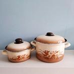 Vintage emaille pannenset, Huis en Inrichting, Keuken | Potten en Pannen, Ophalen of Verzenden, Gebruikt, Pannenset