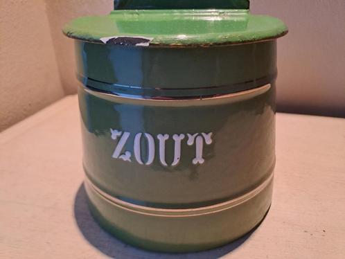 Zeldzame emaille resedagroene zoutpot MET deksel, Antiek en Kunst, Antiek | Emaille, Ophalen