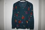 Blauwe bloemen top, lange mouw mt. M Yessica, Maat 38/40 (M), Blauw, Yessica, Ophalen of Verzenden