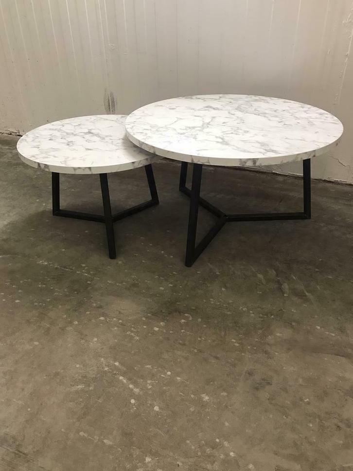 Opruiming actie Salontafel marmerlook wit alleen rond 80 cm, Antiek en Kunst, Antiek | Meubels | Tafels, Ophalen