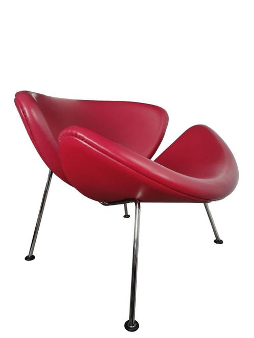 Fantastische leren Pierre Paulin design Artifort Slice, Huis en Inrichting, Fauteuils, Gebruikt, Leer, Metaal, 75 tot 100 cm, 75 tot 100 cm
