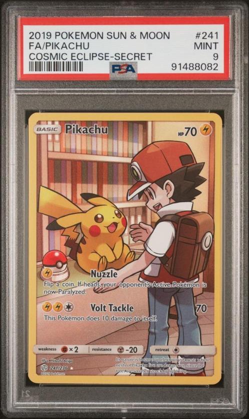 Pokemon PSA 9 Pikachu Full Art #241 Cosmic Eclipse, Hobby en Vrije tijd, Verzamelkaartspellen | Pokémon, Nieuw, Losse kaart, Foil