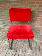 Rode ridge rib fluweel buisframe stoel, RVS, corduroy, Huis en Inrichting, Stoelen, Ophalen, Gispen, ribfluweel, corduroy, rvs, chroom, buizenstoel, ikea