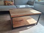 Salontafel Loods5- zwart staal en mangohout zgan, Huis en Inrichting, Ophalen, 50 tot 100 cm, 50 tot 100 cm, Zo goed als nieuw