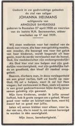 Johanna Heijmans 1903 Rosmalen + 1959 Rosmalen, 56 jaar, Verzamelen, Bidprentjes en Rouwkaarten, Verzenden