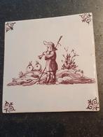 tegel mangaan Herder met schapen en muziekinstrument, Ophalen