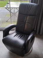 Zwart leren relax fauteuil, Huis en Inrichting, Fauteuils, Ophalen, Zo goed als nieuw, 75 tot 100 cm, 50 tot 75 cm