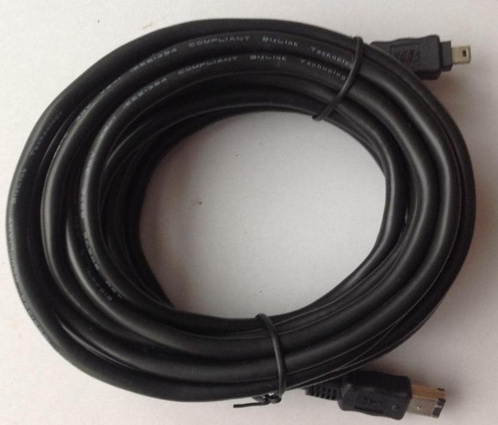 computer firewire - kabel, 4-p 6-p Zwart 4.5 meter, Computers en Software, Overige Computers en Software, Nieuw, Ophalen of Verzenden