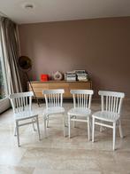 6 Leuke Witte Eetkamerstoelen, Huis en Inrichting, Stoelen, Gebruikt, Wit, Ophalen of Verzenden, Vijf, Zes of meer stoelen